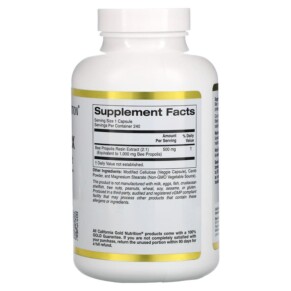 Thành phần vi chất của California Gold Nutrition Bee Propolis 2X Concentrated Extract 500 mg 240 Veggie Caps 898220009466