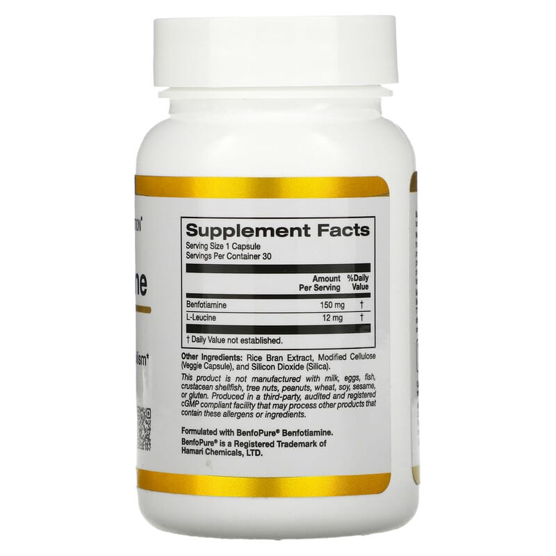 California Gold Nutrition Benfotiamine 150 mg 30 Veggie Capsules 2 Thành phần vi chất của California Gold Nutrition Benfotiamine 150 mg 30 Veggie Capsules 898220020249