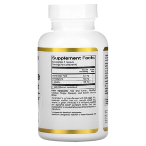 Thành phần vi chất của California Gold Nutrition Benfotiamine + Alpha Lipoic Acid 90 Veggie Capsules 898220020218