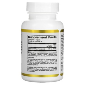 Thành phần vi chất của California Gold Nutrition Bioactive Vitamin E 335 mg (500 IU) 30 Veggie Capsules 898220019656
