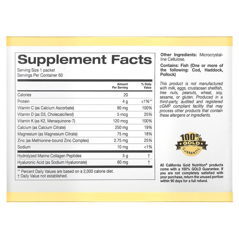 California Gold Nutrition Bone Food 60 Packets 0.24 oz (6.86 g) 2 Thành phần vi chất của California Gold Nutrition Bone Food 60 Packets 0.24 oz (6.86 g) 898220020676