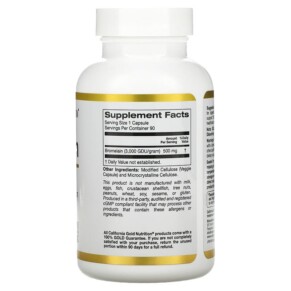 Thành phần vi chất của California Gold Nutrition Bromelain 500 mg 90 Veggie Capsules 898220021055
