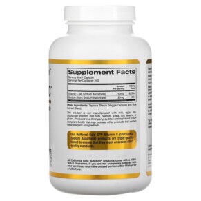Thành phần vi chất của California Gold Nutrition Buffered Gold C GOLD Standard Sodium Ascorbate (Vitamin C) 750 mg 240 Veggie Capsules 898220012374