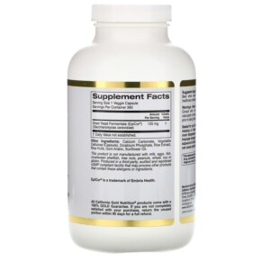 Thành phần vi chất của California Gold Nutrition Children's EpiCor 125 mg 360 Veggie Capsules 898220015689