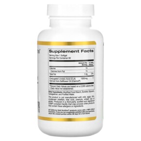 Thành phần vi chất của California Gold Nutrition CLA Conjugated Linoleic Acid 1.000 mg 90 Softgels 898220012640