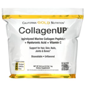 Thực phẩm chức năng California Gold Nutrition CollagenUP Hydrolyzed Marine Collagen Peptides with Hyaluronic Acid and Vitamin C Unflavored 2.2 lbs (1 kg) 898220021017