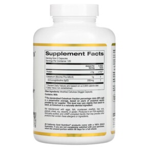Thành phần vi chất của California Gold Nutrition Colostrum 240 Veggie Capsules 898220009138
