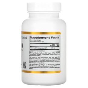 Thành phần vi chất của California Gold Nutrition CoQ10 200 mg 120 Veggie Softgels 898220012749