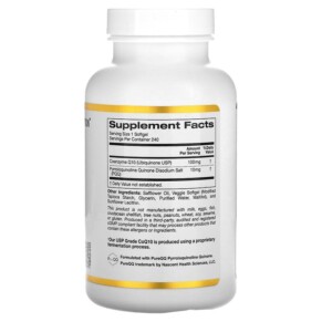 Thành phần vi chất của California Gold Nutrition CoQ10 with PQQ 100 mg 240 Veggie Softgels 898220013371