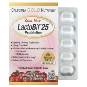 Thực phẩm chức năng California Gold Nutrition CranMax® LactoBif Probiotics 25 Billion CFU 30 Veggie Caps 898220013340