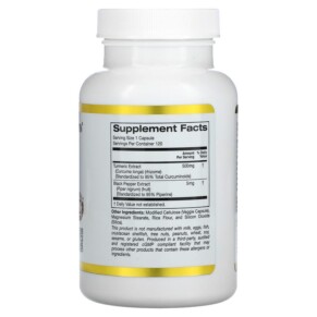 California Gold Nutrition Curcumin C3 Complex with BioPerine 500 mg 120 Veggie Capsules 3 Thành phần vi chất của California Gold Nutrition Curcumin C3 Complex with BioPerine 500 mg 120 Veggie Capsules 898220009404