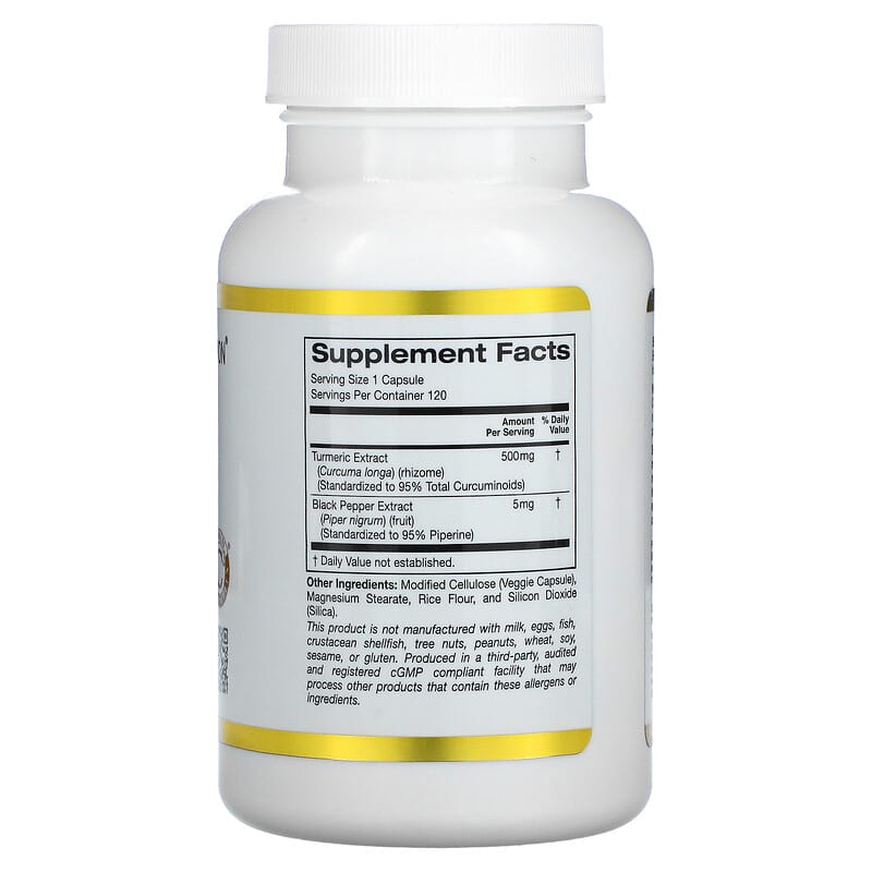 California Gold Nutrition Curcumin C3 Complex with BioPerine 500 mg 120 Veggie Capsules 2 Thành phần vi chất của California Gold Nutrition Curcumin C3 Complex with BioPerine 500 mg 120 Veggie Capsules 898220009404