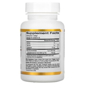 Thành phần vi chất của California Gold Nutrition DHA 700 Fish Oil Pharmaceutical Grade 1.000 mg 30 Fish Gelatin Softgels 898220012527