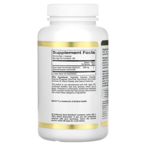 Thành phần vi chất của California Gold Nutrition EpiCor Dried Yeast Fermentate 500 mg 120 Veggie Capsules 898220015665