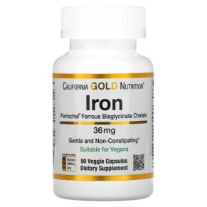 Thực phẩm chức năng California Gold Nutrition Ferrochel Iron (Bisglycinate) 36 mg 90 Veggie Capsules 898220013470