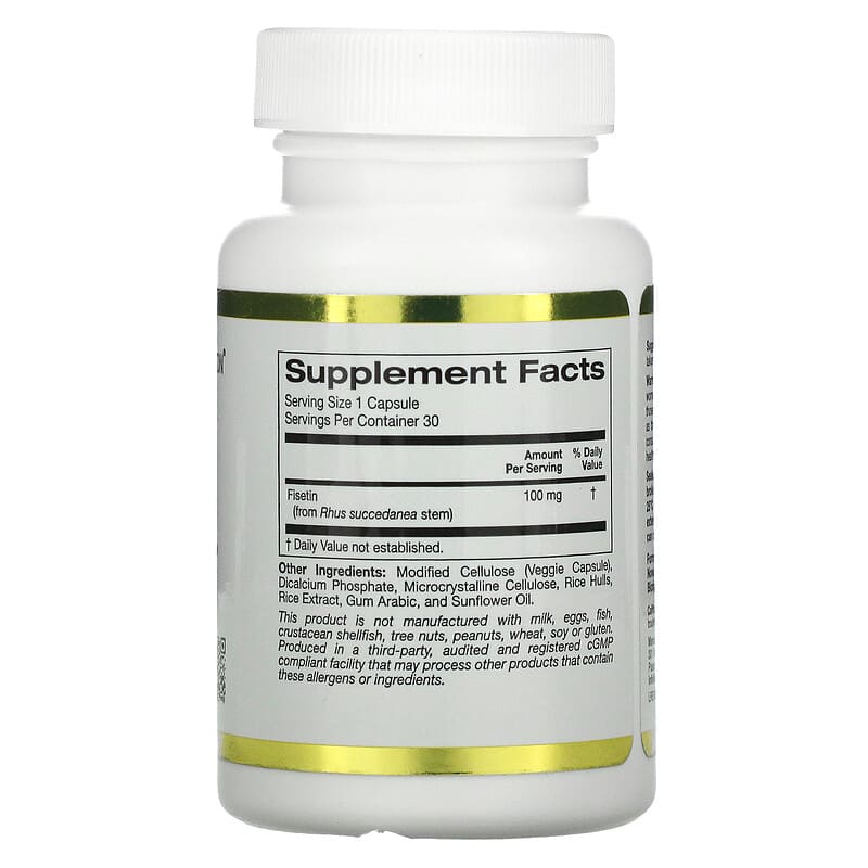 California Gold Nutrition Fisetin with Novusetin 100 mg 30 Veggie Capsules 2 Thành phần vi chất của California Gold Nutrition Fisetin with Novusetin 100 mg 30 Veggie Capsules 898220018437