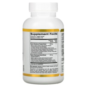 Thành phần vi chất của California Gold Nutrition Fungiology MushRex Plus Full-Spectrum Mushroom Complex Certified Organic Immune Assist Micron 120 Veggie Capsules 898220012589