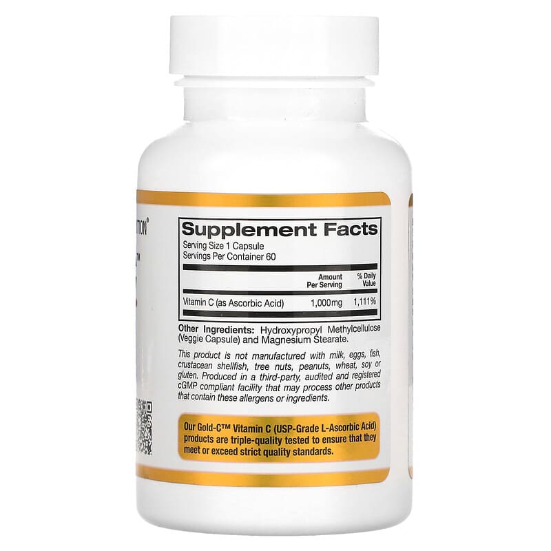 California Gold Nutrition Gold C USP Grade Vitamin C 1.000 mg 60 Veggie Capsules 2 Thành phần vi chất của California Gold Nutrition Gold C USP Grade Vitamin C 1.000 mg 60 Veggie Capsules 898220009312