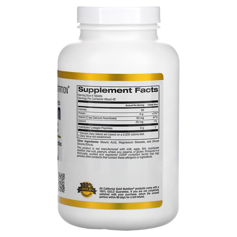 California Gold Nutrition Hydrolyzed Collagen Peptides + Vitamin C Type I & III 250 Tablets 2 Thành phần vi chất của California Gold Nutrition Hydrolyzed Collagen Peptides + Vitamin C Type I & III 250 Tablets 898220011780