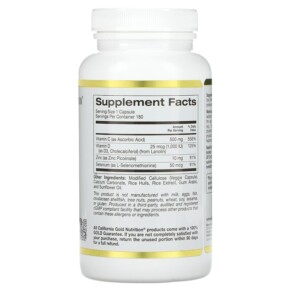 Thành phần vi chất của California Gold Nutrition Immune 4 Immune System Support 180 Veggie Capsules 898220018567