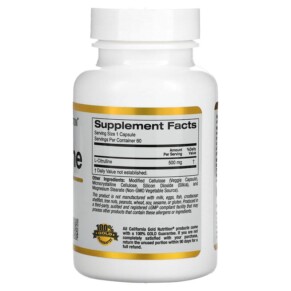 Thành phần vi chất của California Gold Nutrition L-Citrulline Kyowa Hakko 500 mg 60 Veggie Capsules 898220011292
