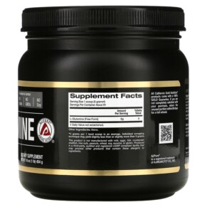 Thành phần vi chất của California Gold Nutrition L-Glutamine Powder AjiPure Gluten Free 16 oz (454 g) 898220010608