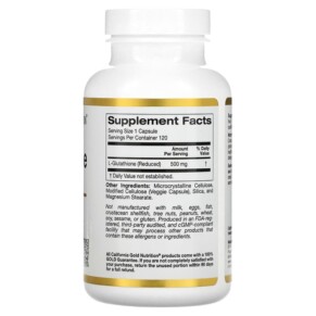 Thành phần vi chất của California Gold Nutrition L-Glutathione (Reduced) 500 mg 120 Veggie Capsules 898220018987