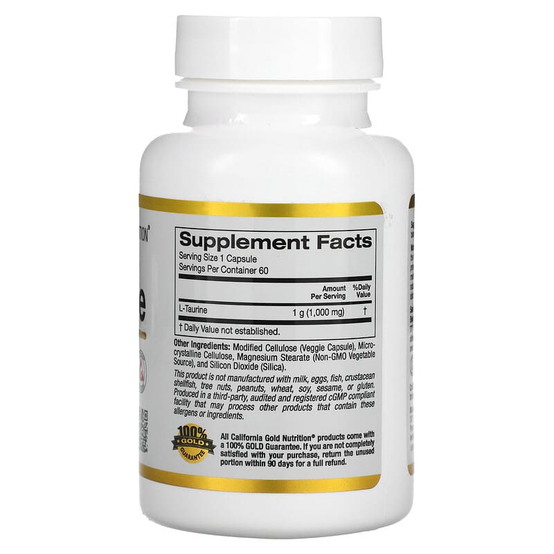 California Gold Nutrition L-Taurine 1.000 mg 60 Veggie Capsules 2 Thành phần vi chất của California Gold Nutrition L-Taurine 1.000 mg 60 Veggie Capsules 898220011339