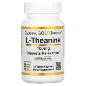 Thực phẩm chức năng California Gold Nutrition L-Theanine Featuring AlphaWave 100 mg 30 Veggie Capsules 898220012442