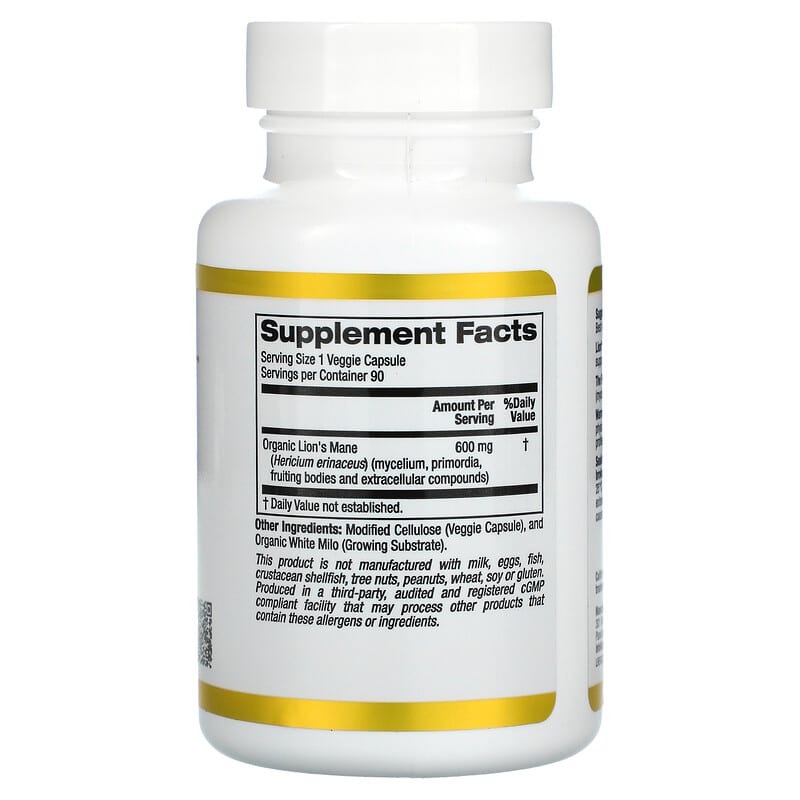 California Gold Nutrition Lion's Mane 90 Veggie Capsules 2 Thành phần vi chất của California Gold Nutrition Lion's Mane 90 Veggie Capsules 898220012558