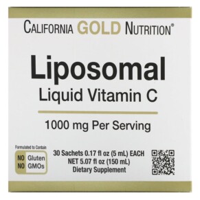 Thực phẩm chức năng California Gold Nutrition Liposomal Liquid Vitamin C Unflavored 1000 mg 30 Sachets 0.17 fl oz (5 ml) Each 898220019991