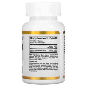 Thành phần vi chất của California Gold Nutrition Liposomal Vitamin C 250 mg 60 Veggie Capsules 898220018406