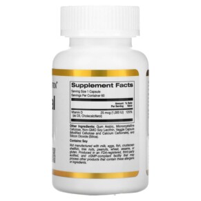 Thành phần vi chất của California Gold Nutrition Liposomal Vitamin D3 25 mcg (1.000 IU) 60 Veggie Capsules 898220018734