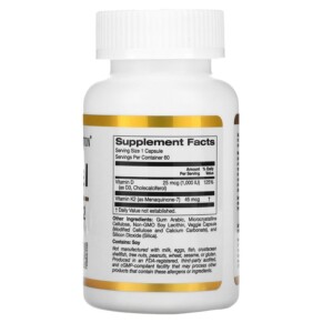 Thành phần vi chất của California Gold Nutrition Liposomal Vitamin K2+ D3 60 Veggie Capsules 898220018758