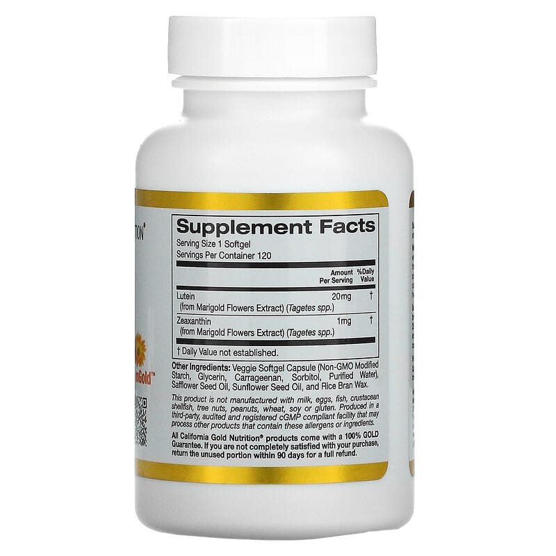 California Gold Nutrition Lutein with Zeaxanthin 20 mg 120 Veggie Softgels 2 Thành phần vi chất của California Gold Nutrition Lutein with Zeaxanthin 20 mg 120 Veggie Softgels 898220014033