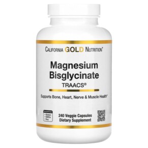 Thực phẩm chức năng California Gold Nutrition Magnesium Bisglycinate Formulated with TRAACS® 200 mg 240 Veggie Capsules 898220019021