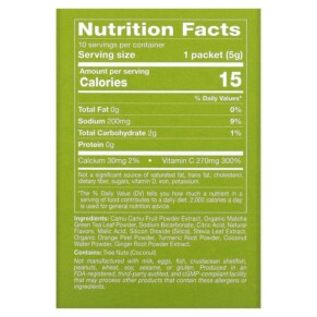 Thành phần vi chất của California Gold Nutrition MATCHA ROAD Matcha + Vitamin C - Dragon Fruit 10 Count 898220021598