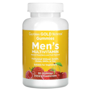 Thực phẩm chức năng California Gold Nutrition Men’s Multi Vitamin Gummies No Gelatin No Gluten Mixed Berry and Fruit Flavor 90 Gummies 898220011988