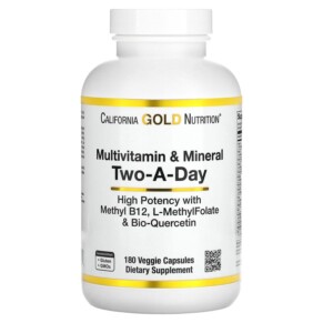Thực phẩm chức năng California Gold Nutrition Multivitamin and Mineral Two-A-Day 180 Veggie Capsules 898220019915