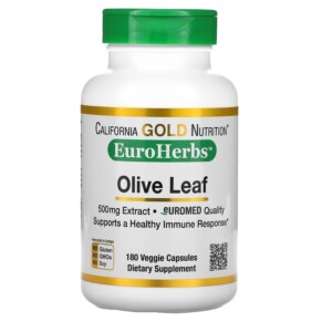 Thực phẩm chức năng California Gold Nutrition Olive Leaf Extract EuroHerbs European Quality 500 mg 180 Veggie Capsules 898220012824