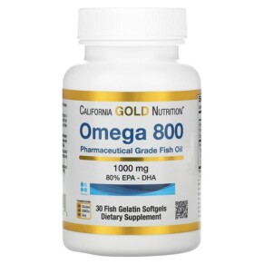 Thực phẩm chức năng California Gold Nutrition Omega 800 Pharmaceutical Grade Fish Oil 80% EPA/DHA Triglyceride Form 1.000 mg 30 Fish Gelatin Softgels 898220012510