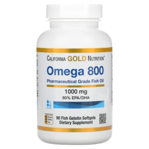 Thực phẩm chức năng California Gold Nutrition Omega 800 Pharmaceutical Grade Fish Oil 80% EPA/DHA Triglyceride Form 1.000 mg 90 Fish Gelatin Softgels 898220012664