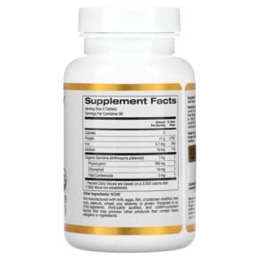 Thành phần vi chất của California Gold Nutrition Organic Spirulina 500 mg 240 Tablets 898220013623