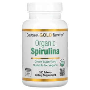 Thực phẩm chức năng California Gold Nutrition Organic Spirulina 500 mg 240 Tablets 898220013623