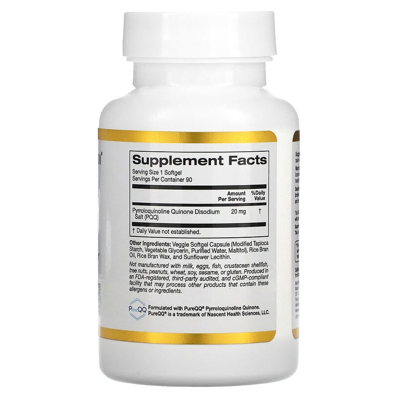 California Gold Nutrition PQQ 20 mg 90 Veggie Softgels 2 Thành phần vi chất của California Gold Nutrition PQQ 20 mg 90 Veggie Softgels 898220015047