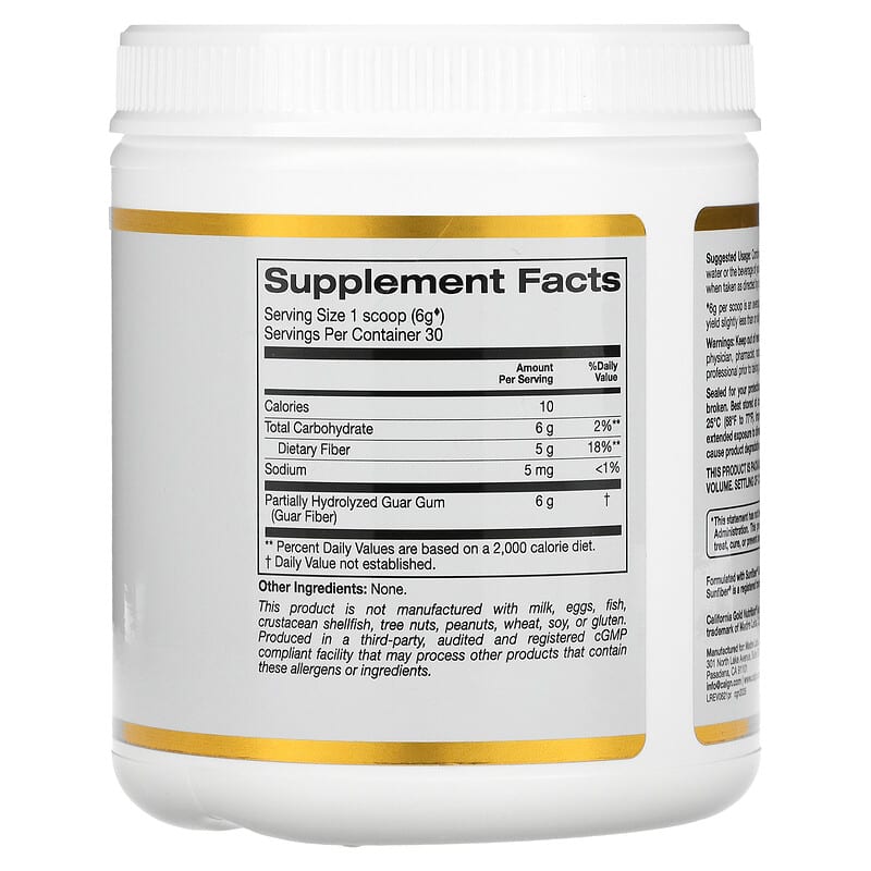 California Gold Nutrition Prebiotic Fiber 6.3 oz (180 g) 2 Thành phần vi chất của California Gold Nutrition Prebiotic Fiber 6.3 oz (180 g) 898220020355