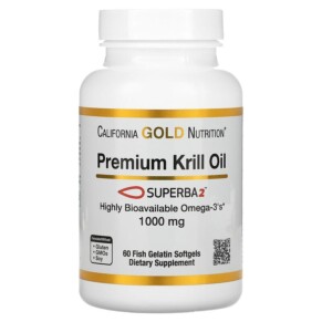 Thực phẩm chức năng California Gold Nutrition Premium Krill Oil with Superba2 1.000 mg 60 Fish Gelatin Softgels 898220018086
