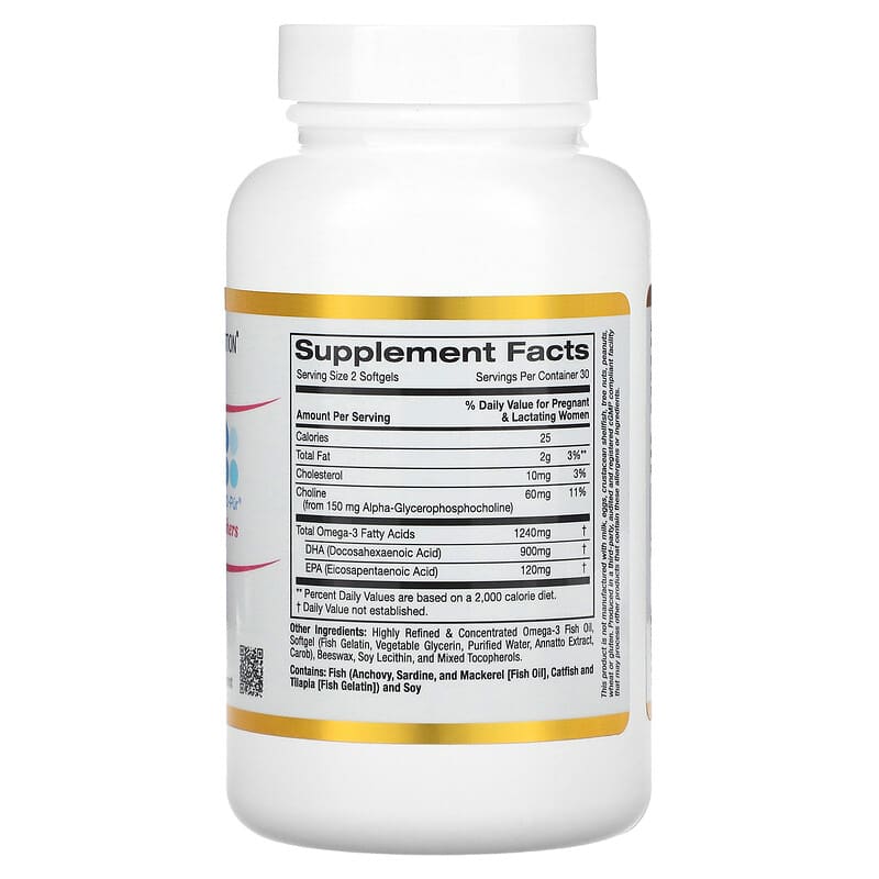 California Gold Nutrition Prenatal DHA for Pregnant and Nursing Mothers 450 mg 60 Fish Gelatin Softgels 2 Thành phần vi chất của California Gold Nutrition Prenatal DHA for Pregnant and Nursing Mothers 450 mg 60 Fish Gelatin Softgels 898220013364