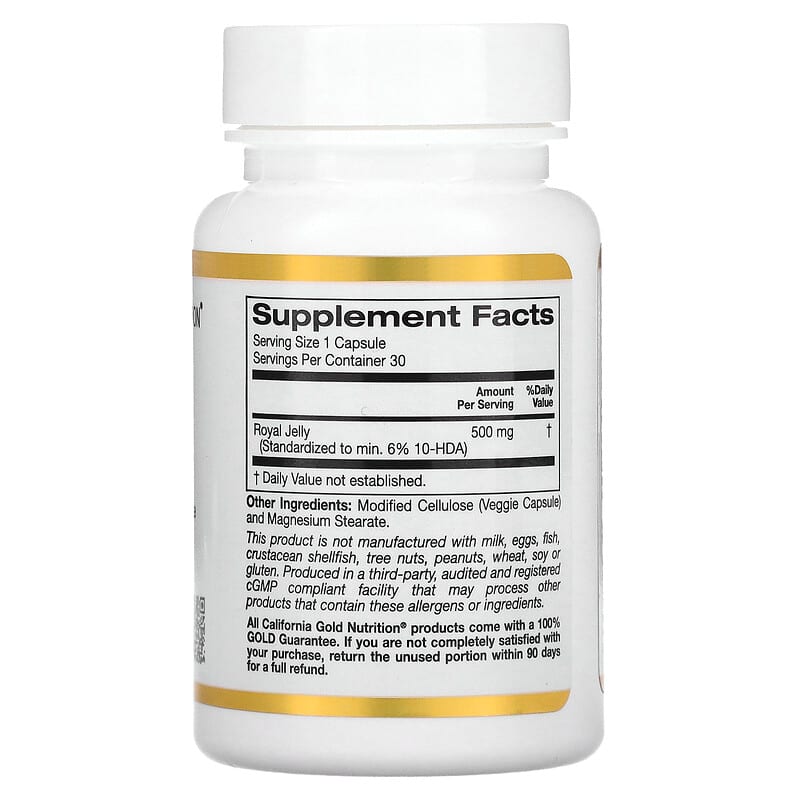 California Gold Nutrition Royal Jelly Concentrated & Freeze Dried 500 mg 30 Veggie Caps 2 Thành phần vi chất của California Gold Nutrition Royal Jelly Concentrated & Freeze Dried 500 mg 30 Veggie Caps 898220009534