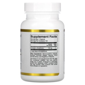 Thành phần vi chất của California Gold Nutrition S-Acetyl L-Glutathione 100 mg 120 Veggie Capsules 898220019007